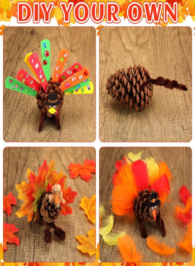 Seenelling 20 Sets Thanksgiving Pinecone Turkey Craft Kit Fall Autumn Craft Kits DIY Turkey Handcraft Sets Thankful Dinner Activity Project, Table Centerpiece Decorations Party Favor Supplies - Image 5